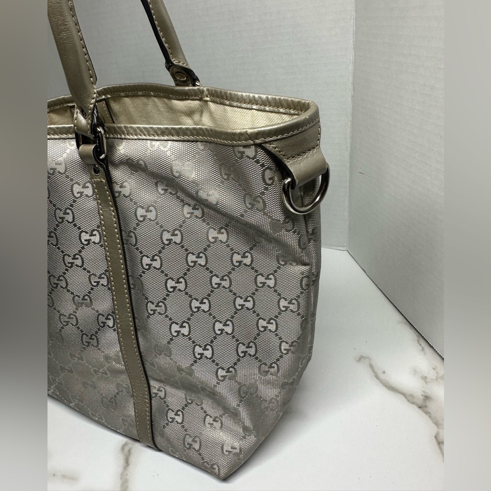 Authentic GUCCI GG implementation Tote Bag Silver w/COA - Picture 7 of 15